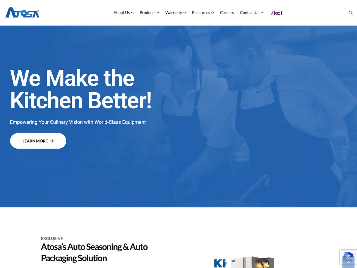 Atosa USA homepage screenshot