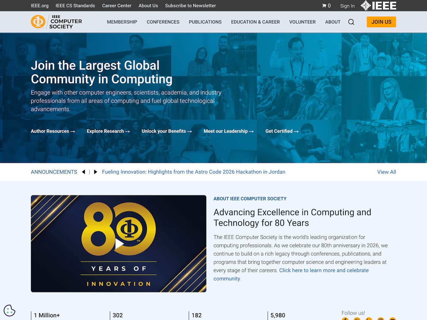 IEEE Computer Society homepage screenshot