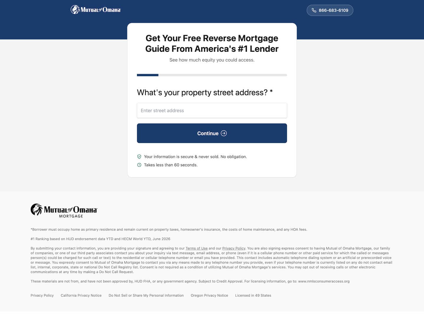 Mutual of Omaha Reverse homepage screenshot