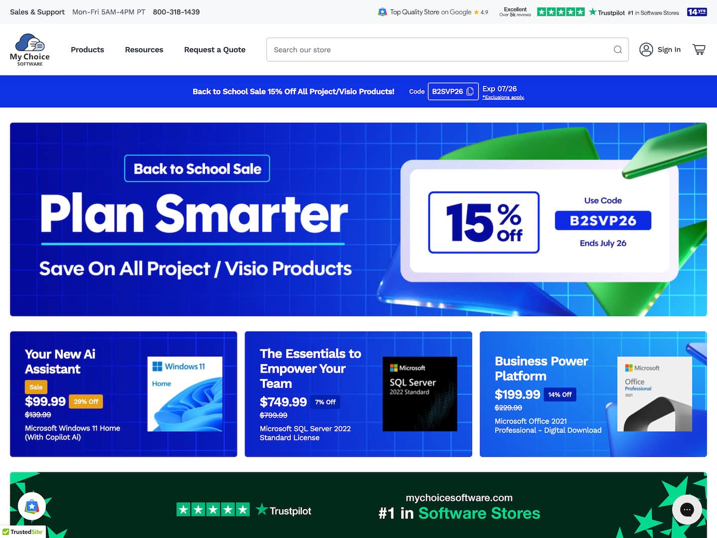 My Choice Software homepage screenshot